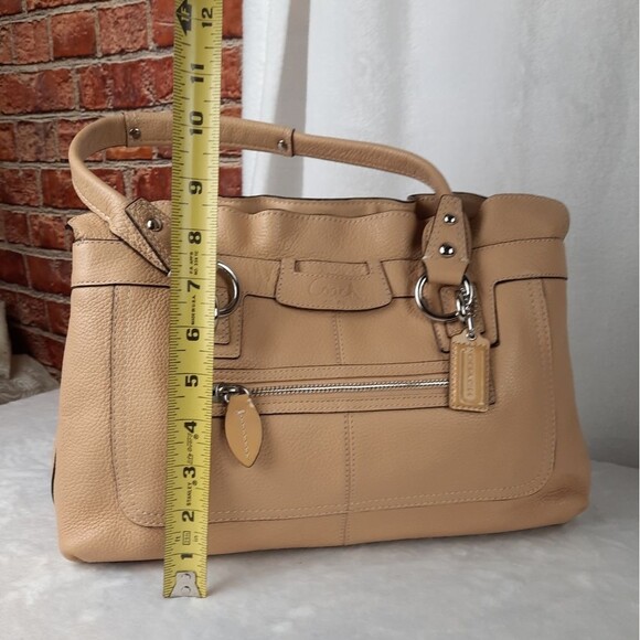 Coach Penelope Beige Pebbled Leather Shoulder Bag - Picture 10 of 13